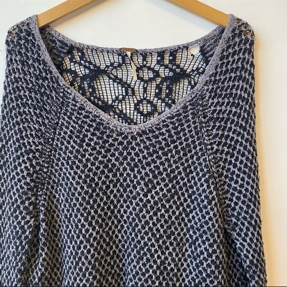 Free People Poppyseed Yarn Lace Back Light Knit Pullover Top S - Picture 2 of 6